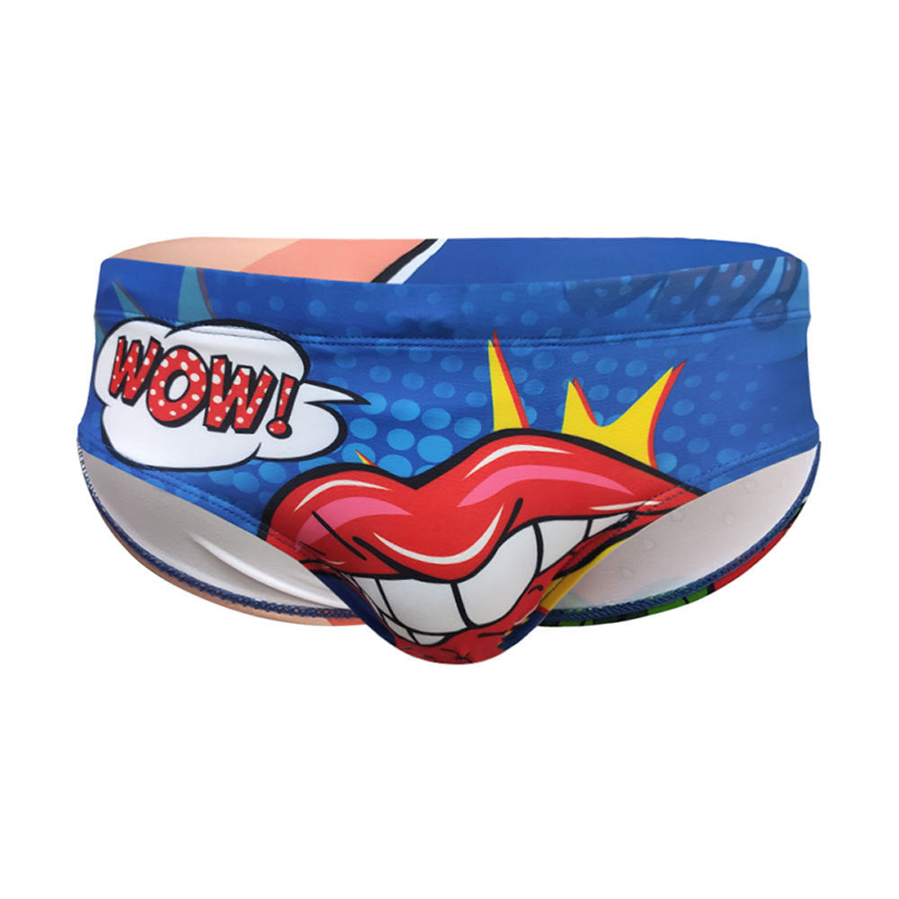 Men's Printed Sexy Lips Swim Briefs Bikini Low Waist Beach Quick-drying Briefs