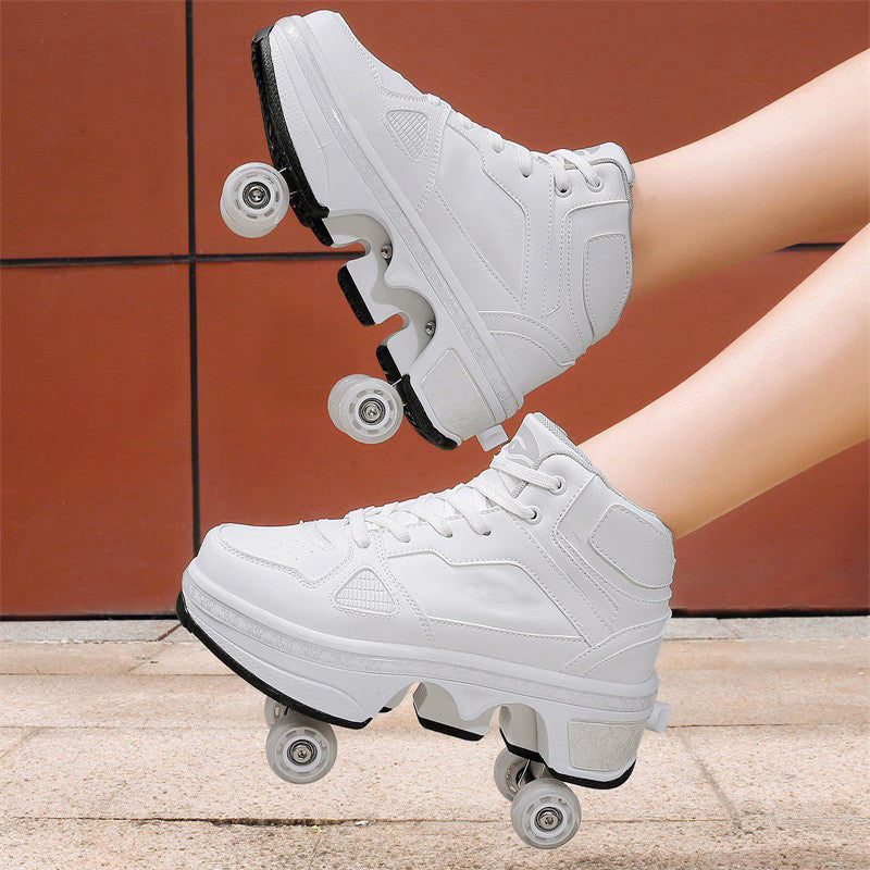 Boys And Girls Double Wheel Row Sneakers Can Be Put Away