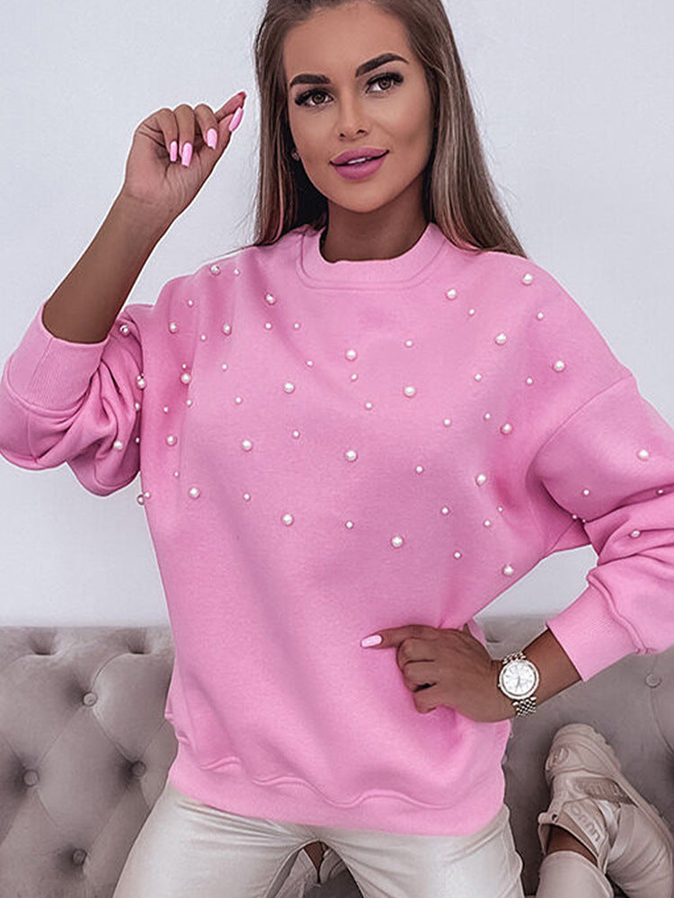 Pearl Studded Long Sleeve Blouse Lady