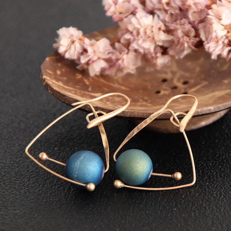 Vintage Ear Hook Irregular Round  Earrings