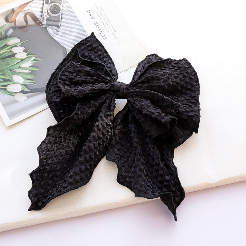 Solid Color Fabric Crumpled Bow Hair Accessory