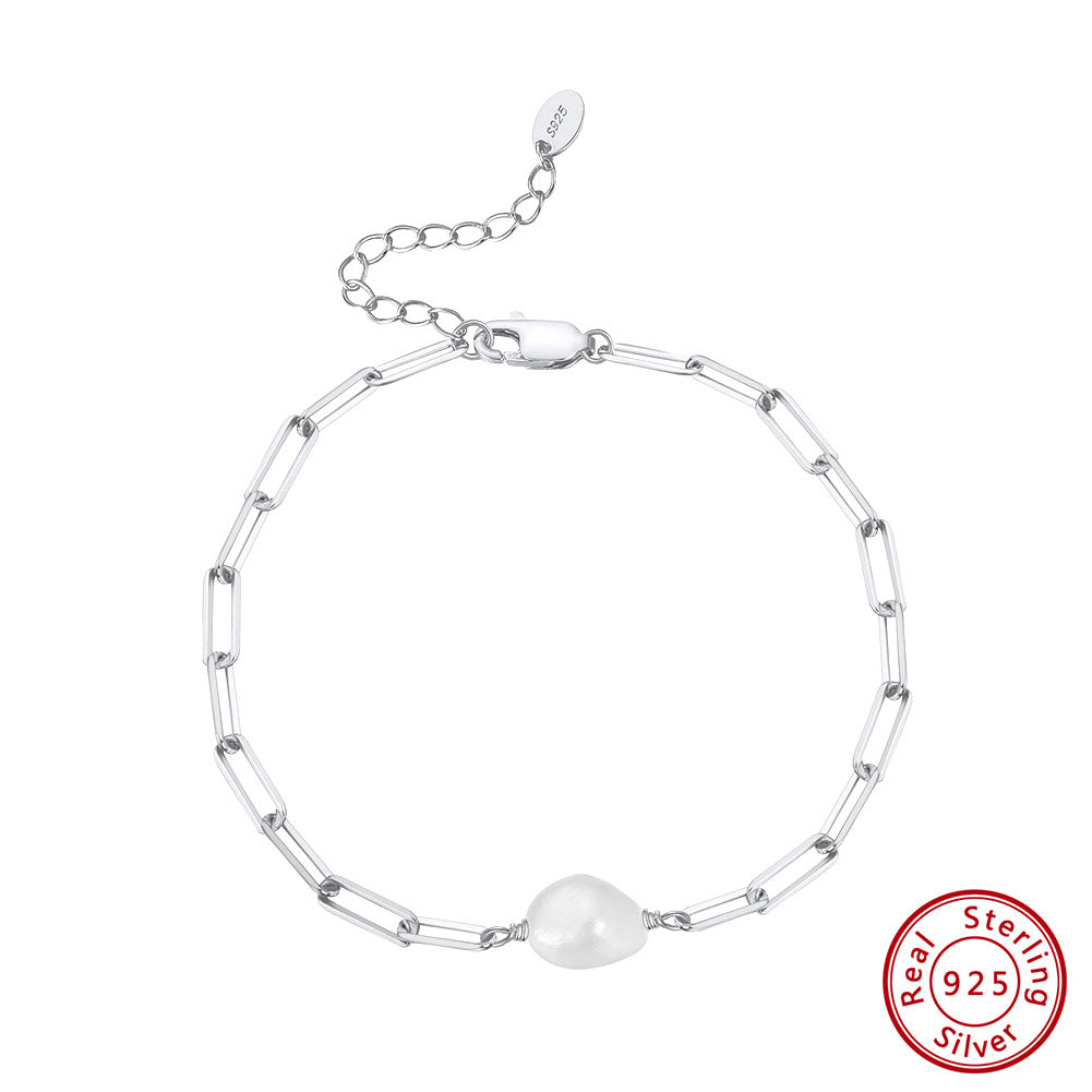 S925 Sterling Silver Natural Freshwater Pearl Bracelet