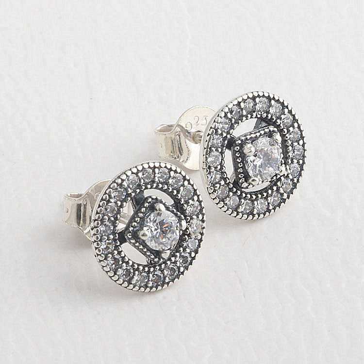 Vintage Charm Zircon Stud Earrings