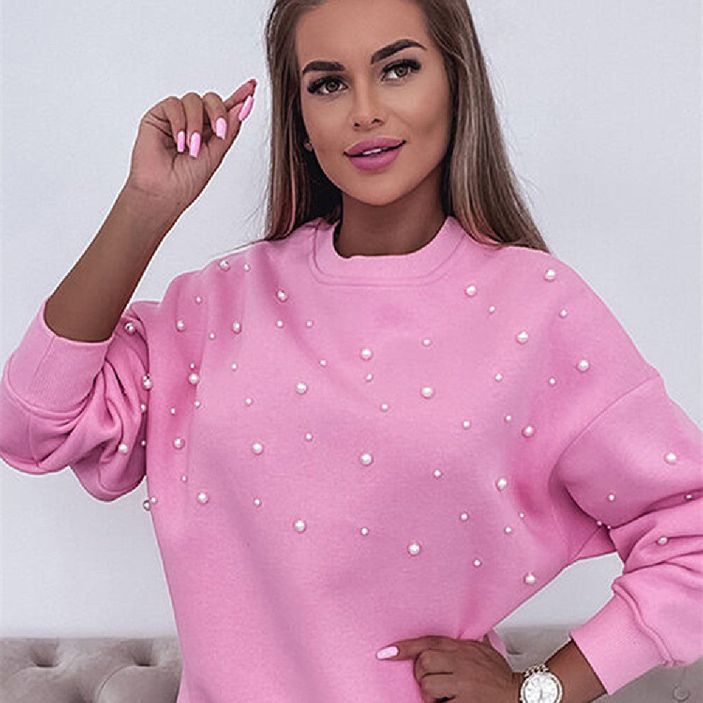 Pearl Studded Long Sleeve Blouse Lady