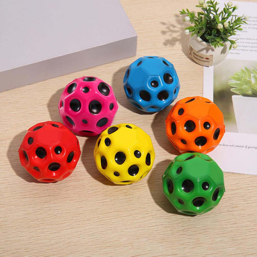 Hole Ball Soft Bouncy Ball Anti-fall Moon Shape Porous Bouncy Ball Kids Indoor Outdoor Toy Ergonomic Design