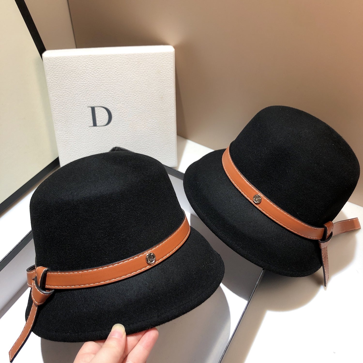 Wool Extra Thick Belt Asymmetric Woolen Hat