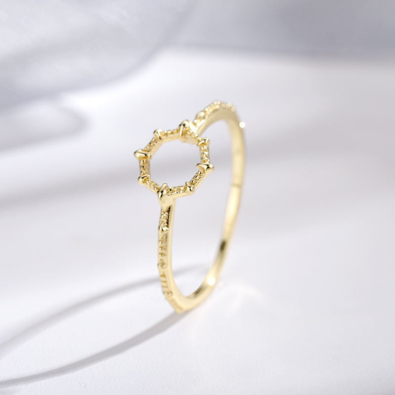 Imitation Moonstone V-shaped Frame Stacked Ring Women's Gold Plated