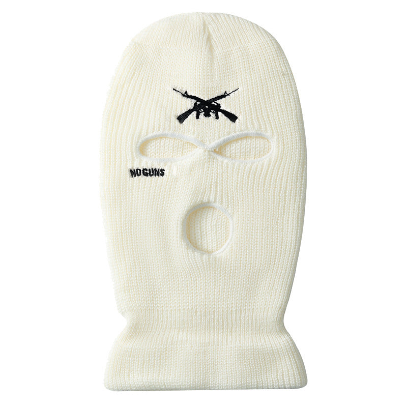 Men's Embroidered Three-hole Knitted Hat