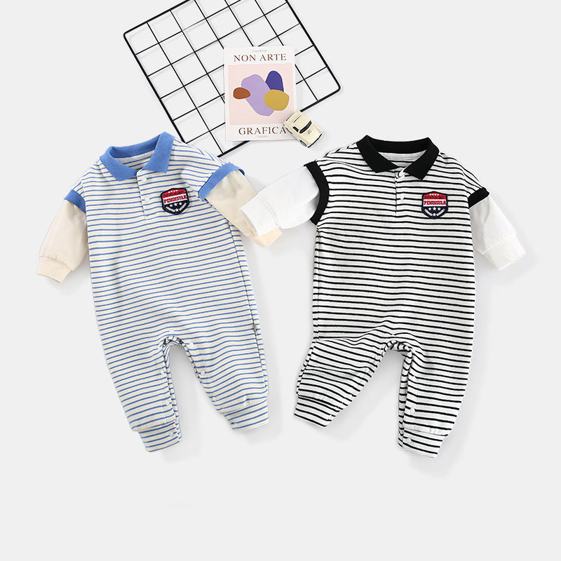 Baby Onesies Striped Male Baby Newborn Clothes Baby Autumn Clothes