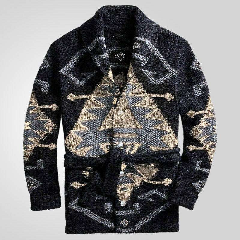 Men's American-style Retro Heavy-duty Jacquard Sweater