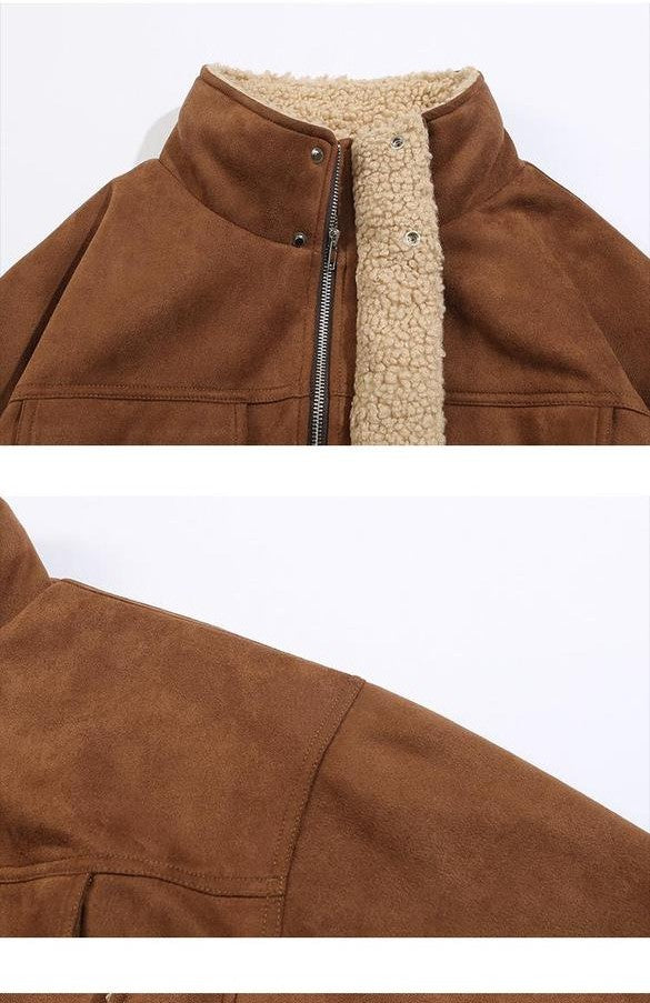 Winter Suede Lamb Wool Cotton-padded Jacket