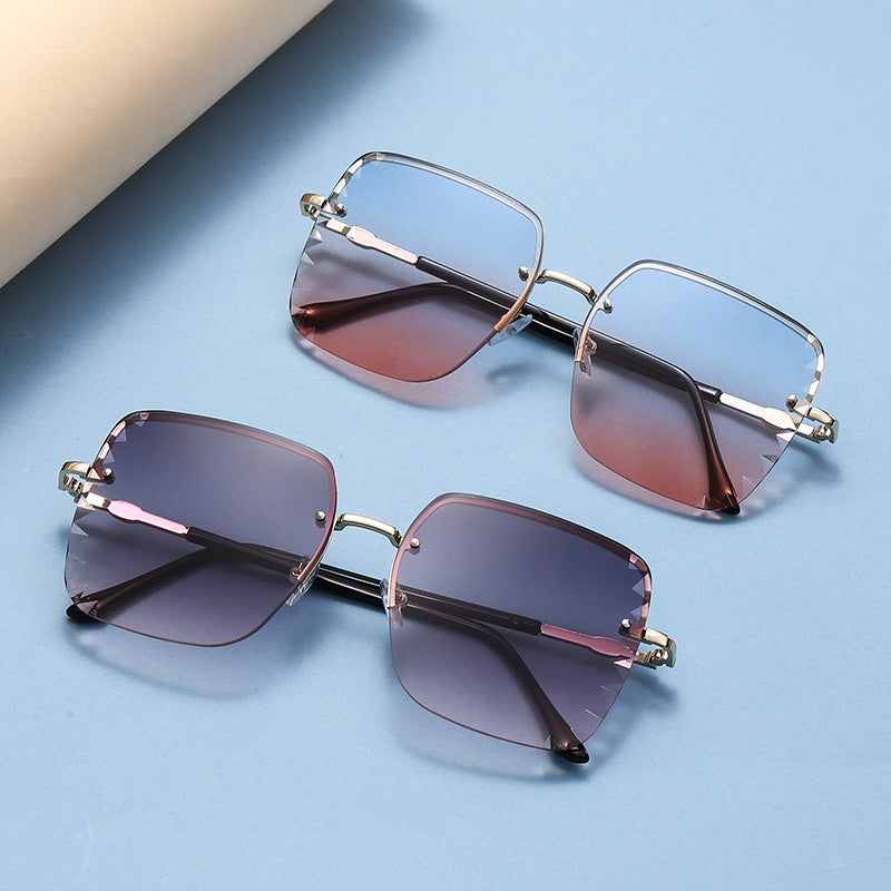 High Sense Semi-rimless Sunglasses To Make Big Face Thin-looked Women